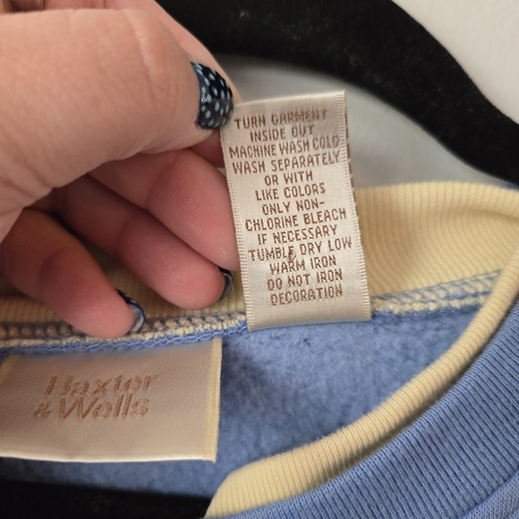 Vintage Y2K Baxter & Wells Blue Embroidered Cardigan Sweatshirt Cottagecore - Picture 6 of 6